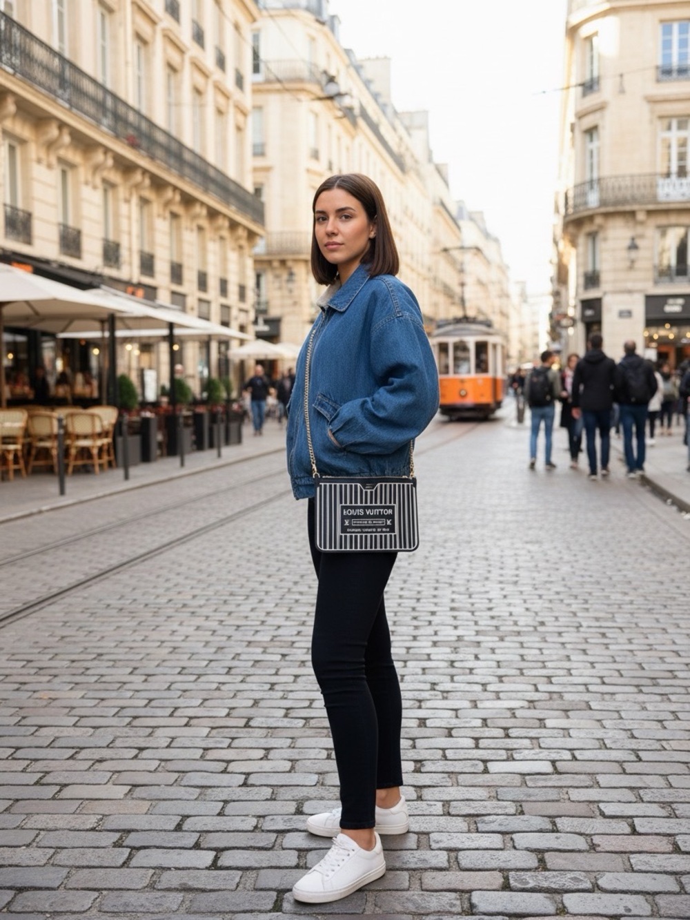 Louis Vuitton  blue and white outside -  monogram inside print✨ Crossbody Bag